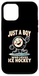 Coque pour iPhone 12/12 Pro Just a Boy Who Loves Palet de hockey sur glace pour garçon