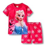 Barnflickor Disney-karaktär Nattkläder Barn T-shirt Toppar Shorts Pyjamas Set Frozen Elsa 4 Years