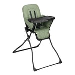 Bebeconfort Mallow, Chaise haute bébé, 0-3 ans, 0-15 kg, Pliage ultra compact, Siège rembourré confortable, Facile à nettoyer, Légère (5,6 kg), Pliage rapide facile d'une seule main, Mineral Green