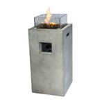 Braséro De Jardin Gaz Chauffage Extérieur Oxyde De Magnésium Housse De Protection Roches De Lave Gris Teamson Home Hf31701aa-Eu