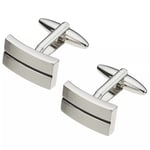 John Lewis Stripe Oblong Cufflinks, Black