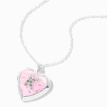 Claire's Collier à médaillon cœur pailleté à initiale décorée rose - K