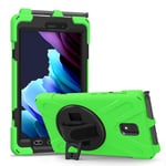 Coque pour Samsung Galaxy Tab Active 3 (8 Pouces, SM-T570/T575/T577) 2020, Étui de Protection résistant aux Chocs avec bandoulière & dragonne[Support Rotatif à 360°][Porte-Crayon],Green