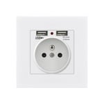 Lot de 2 Prises Murales, Prise Electrique Murale avec Double usb 5V/2100mA, Prise Encastrable avec 2 Ports de usb Pratique et Manialble - Tigrezy