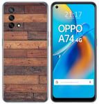 Coque TPU Gel pour Oppo A74 4G Design Bois 03 Dessins