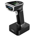 Tera Scanner de codes QR 1D 2D avec écran numérique et clavier, numérisation rapide, Bluetooth, 2,4 G sans fil et connexion USB, manuel en allemand, modèle HW00015, couleur argent