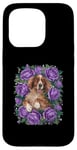 iPhone 15 Pro Cartoon Irish Setter dog with roses Case