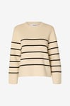 Selected FEMME - Tröja slfLiva LS Knit O-neck - Beige