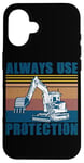 Coque pour iPhone 16 Ouvrier du bâtiment Pilote d'excavatrice de chantier