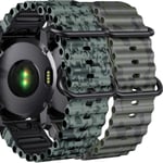 Pack 2x Bracelets Ocean Waves Pour Garmin Fenix 7 Pro Sapphire Solar Vert Camouflage Et Vert Militaire