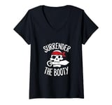 Womens Surrender The Booty Pirate Skeleton Joke Festival Men Women V-Neck T-Shirt