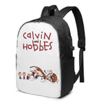 Lawenp Calvin and Hobbes Durable Travel Backpack School Bag Laptops Backpack with USB Charging Port for Men Women