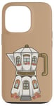 Coque pour iPhone 13 Pro Cafetière dans une cafetière à expresso, illustration mignonne