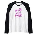 All She Wants Is The Ocean - Retro Summer Tropic Island Raglan Baseball Tee