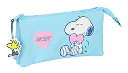 SNOOPY LOVE - Trousse triple, trousse pour enfant, idéale pour les enfants d'âge scolaire, confortable et polyvalente, qualité et résistance, 22 x 3 x 12 cm, bleu clair, M, Décontracté