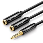 Ugreen 3,5 mm hörlurs splitter minijack AUX, 25cm - Svart