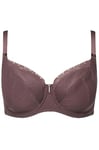 Ulla Popken Femme Grandes Tailles Soutien-Gorge à Armatures, Motif Jacquard, Dentelle et Pompon. Bonnet C-F. Terre 100D 820379345-100D