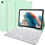 Étui Clavier Pour Samsung Galaxy Tab A8 10,5 Pouces Modèle 2022 (Smx200/X205/X207), Clavier Français Azerty, Bluetooth Rétroéclairé Clavier Sans Fil Détachable Magnétiquement,Vert