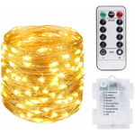 Guirlande Lumineuse 10M 100LED,Fil Cuivre Guirlande Lumineuse à Piles avec Télécommande pour Carnaval Fête Anniversaire Party Mariage Jardin IP65