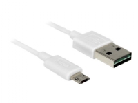 Delock - USB-kabel - mikro-USB typ B (hane) till USB (hane) - USB 2.0 - 20 cm - reversibel A-kontakt, reversibel mikro-B-kontakt - vit