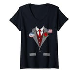 Womens President Trump Tuxedo Halloween Costume Formal Suit V-Neck T-Shirt