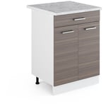 Vicco - Meuble cuisine R-Line, Gris, 60 cm avec tiroir, pt Marbre