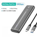 M.2 NGFF NVME SSD SATA to USB 3.2 Type-C Enclosure Case Converter Adapter UASP