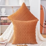 Orange Velvet Dekorativt Kuddfodral Set 45x45cm 2 Delar Lyx Soffa Sovrum