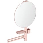 Ideal Standard - Alu+, Beauty Bar pour la Salle de Bain, Miroir Diamètre 50 cm, Tablettes de Rangement, Porte Serviettes, Rose brossé, BD587RO