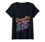 Womens Dragonfly Dragonflies Are Kisses From Heaven V-Neck T-Shirt