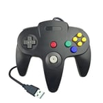 Le Noir Manette De Jeu Filaire Usb N64 Pour Nintendo 64, Contrôleur, Joystick Pour Console Classique 64, Pour Ordinateur Mac Et Pc