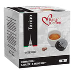 Italian Coffee Capsules Compatible with Lavazza A Modo Mio Machines, Espresso pods ("Torino" Intenso, 128 Pods (8 Packs of 16 pods))