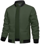 TACVASEN Veste Décontractée pour Homme Vestes Aviateur Fines D'Été pour Hommes Veste de Sport Légère et Résistante Vert Armée,S