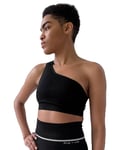 Nu-in Ladies Black One Shoulder Sports Bra 10 Small Stretch Seamless Sports Top