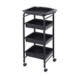 Trolley,Recycling Vehicles, Cart 4 Wheels Beauty Hairdressing Trolley with 4 Drawer, Hairdryer Holder, Mobile Tray,Black