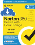 Norton 360 Deluxe with Extra Storage, 25 GB Extra Cloud Backup, Antivirus Software for 3 Devices and 1-year Subscription With Automatic Renewal