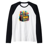 Splash Art Vintage Radio Antique Radios Raglan Baseball Tee