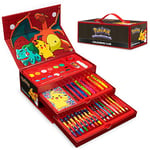 Pokemon Coffret Peinture Artiste, Kit Dessin et Coloriage Enfant, Crayons Cire, Feutres, Aquarelles, Cadeau Enfant (Noir/Rouge)