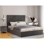 Lit coffre 140 x 190 cm - Velours - Gris + Matelas - RILIODA de Pascal Morabito