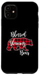 Coque pour iPhone 11 Blessed Glammy Bear Red Buffalo Check Plaid Cadeau pour grand-mère