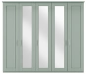 Wiemann Cambridge Green 5 Door Wardrobe with 3 Mirror Front - W 250cm