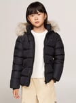 Tommy Hilfiger Kids' Fur Hood Puffer Jacket, Black