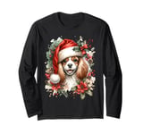 Christmas English Toy Spaniel Dog Watercolor Artwork Long Sleeve T-Shirt