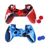 Étui En Silicone Pour Manettes Sony Ps4, 2 Manettes Et 4 Capuchons Pour Manettes