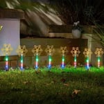 Christmas Garden Lights Snowflake Multi Coloured  Stake LED Outdoor Lights x8