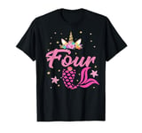 4th Birthday Girl Unicorn Shirt Mermaid Tail 4 Years Old T-Shirt