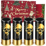 Skull Plastic Shot Glasses, Set of 4 with ChristmasGift Box, Gothic Gifts, 12GA Small Bullet Shot Cups, Novelty Shot Glasses for Wedding Party Gifts, Shot Glasses for Whiskey Vodka Liquor, Black