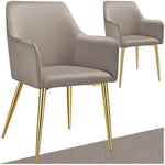 TecTake® Lot de 2 Chaises de Salle à Manger rembourrées Modernes Chaise Velours Fauteuil Salon Chaise Scandinave Pieds en Acier Élégant avec Accoudoirs Chaise pour Coiffeuse, Chambre, Coiffeuse