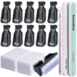 Teenitor Black Acrylic Nail Remover Kit - Gel Nail Polish Remover Kit with Nail Clips & Lint Free Wipes, Soak Off Nail Clips For Removing Gel Polish with Cuticle Pusher Nail File Buffer Block