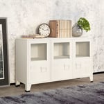 Inlife Buffet industriel Blanc 105x35x62 cm Métal et verre - Blanc